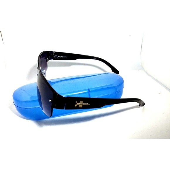 Mens Black Half Frame Rectangular Sunglass Black Gradient Lenes w Case 57-19-127 - Picture 3 of 7
